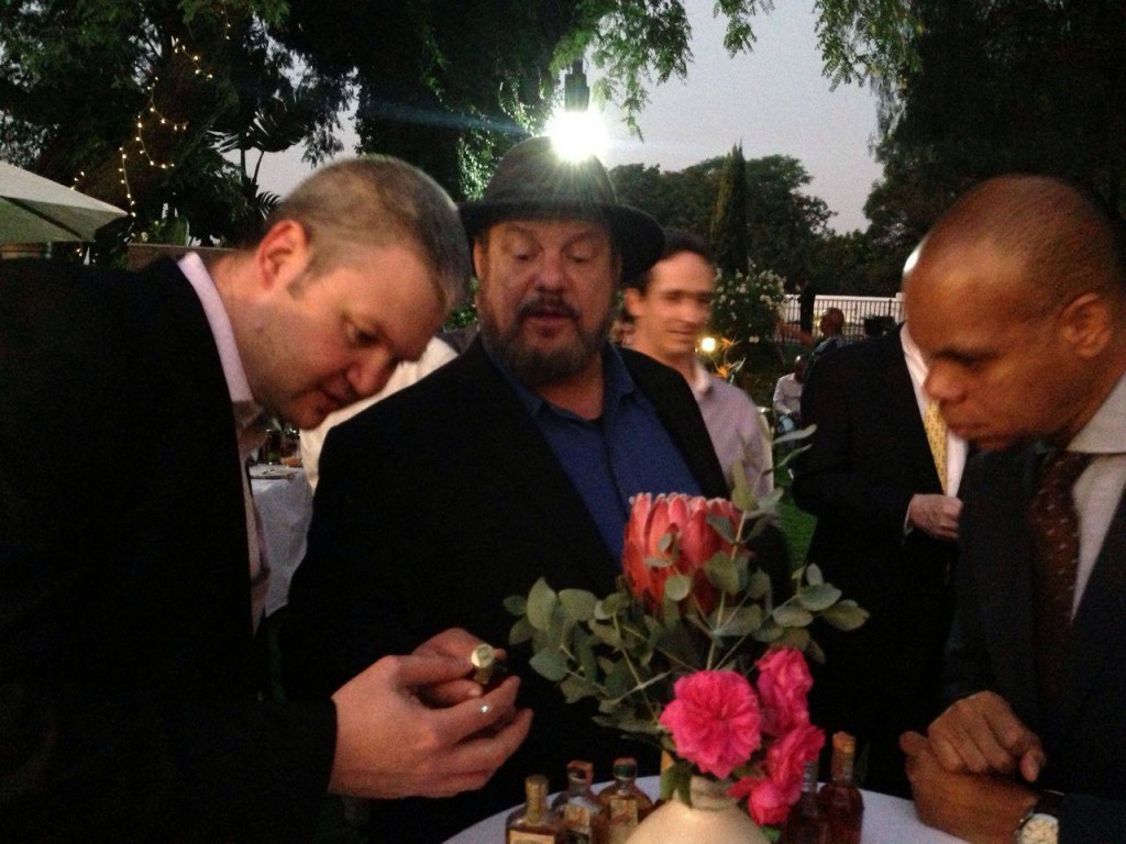 Dave and the Ambassador, engrossed with some of my miniatures