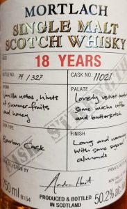 Private Barrel Co Mortlach 18 Label