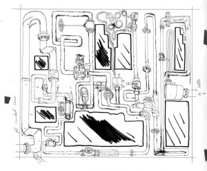 anCnoc Drawings by Peter Arkle - Pipes. Lots of Pipes